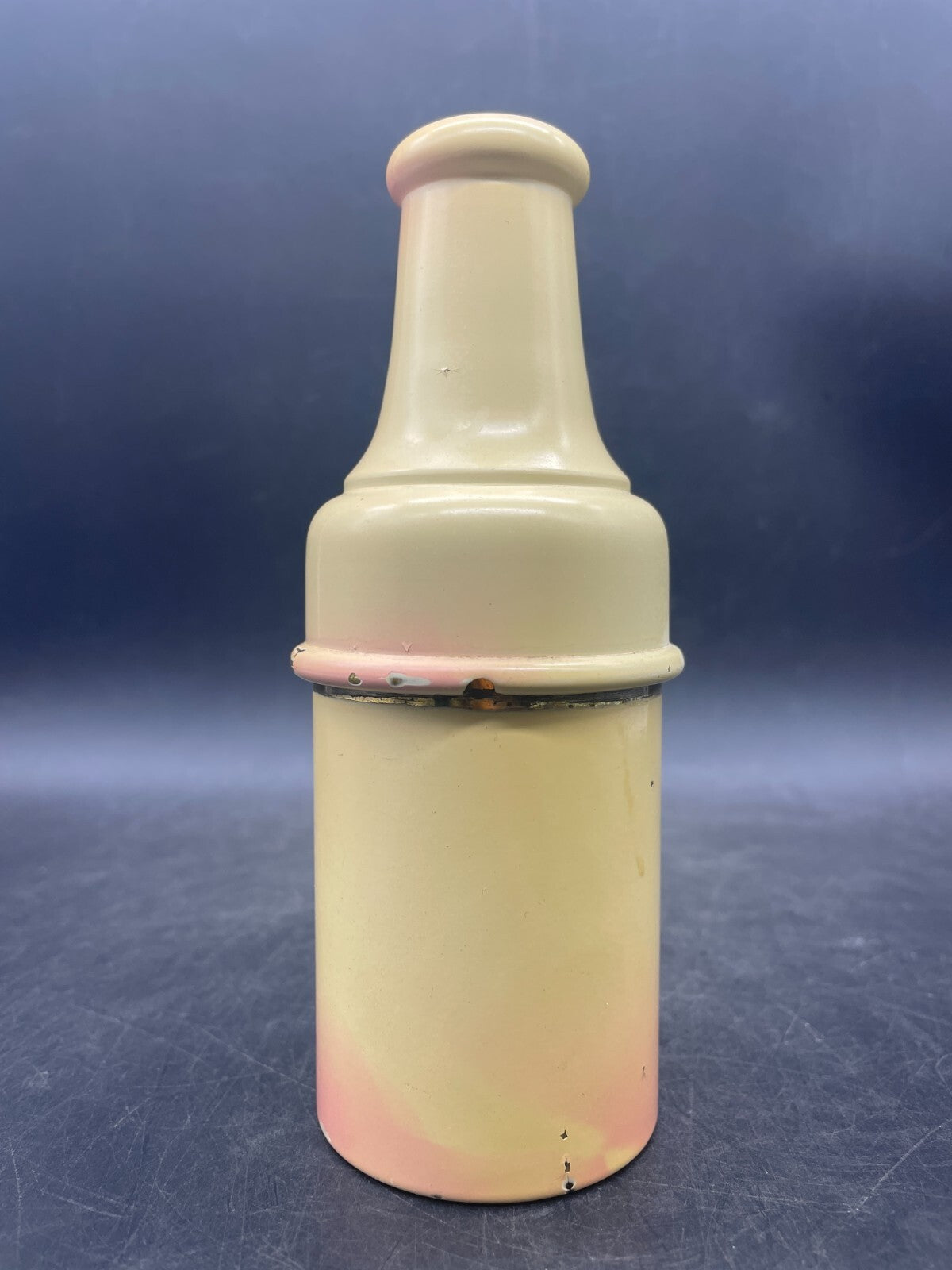 Rare Antique European Glass Perfume Bottle with Enamel Travel Case