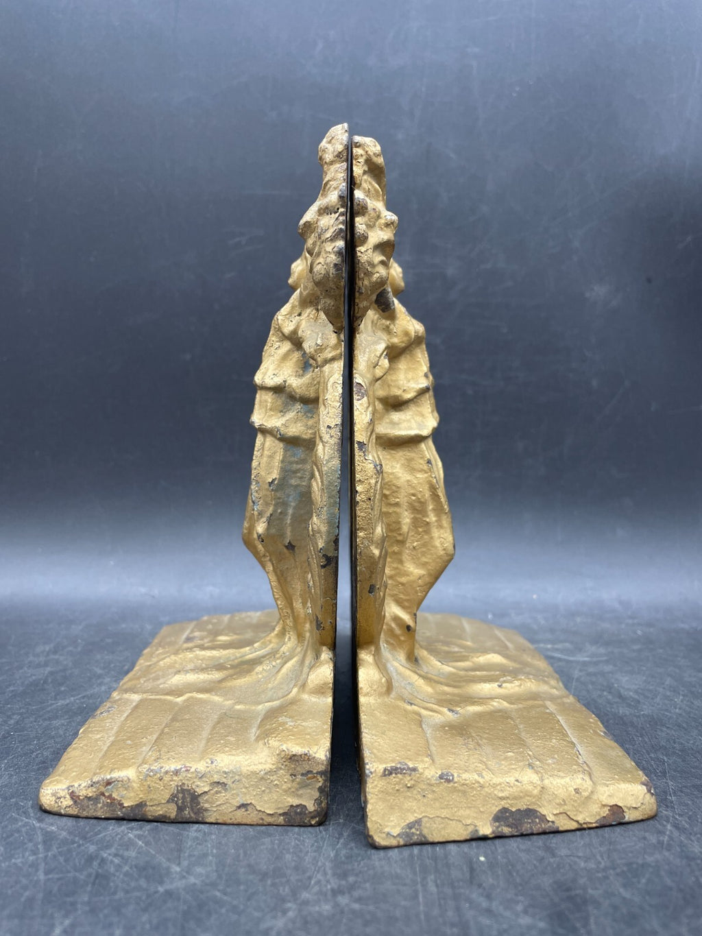 Rare 1925 Hubley Thespian Cast Iron Bookends - Drama & Comedy Theater Masks