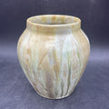 Signed Houpert Clinton Belgian Art Pottery Vase - Blue-Green Drip Glaze