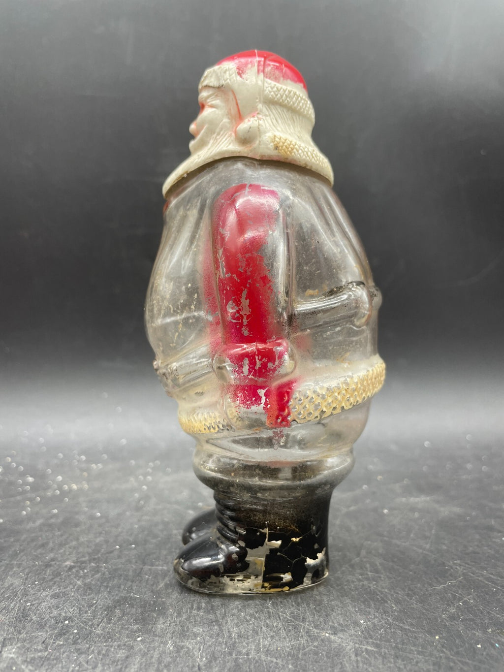 Vintage 1940s Millstein Santa Claus Glass Candy Container - Jeannette PA Christmas