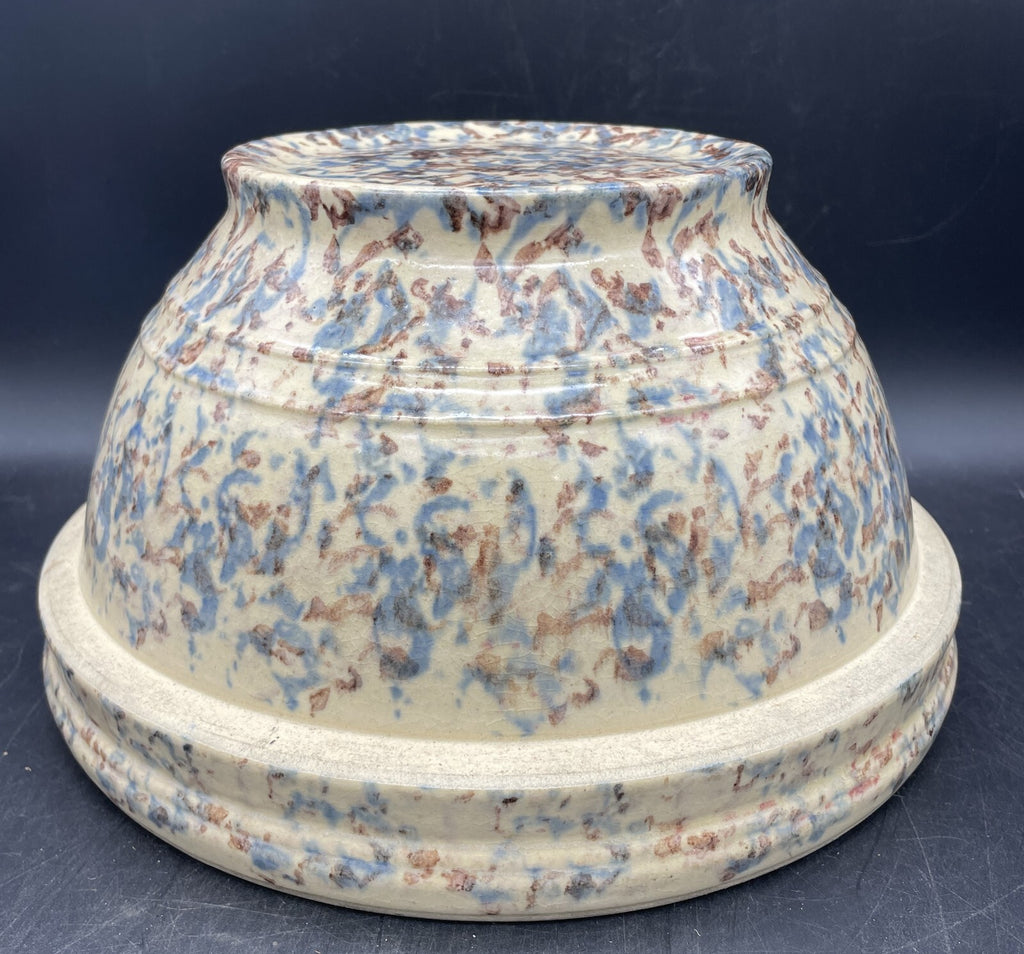 Antique Primitive Pottery Spongeware Mixing Bowl 10" x 5.75 Beautiful!