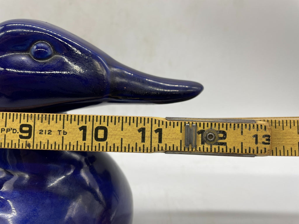 Rare Staffordshire Flow Blue Duck Figurine - Victoria Crest 12" Long