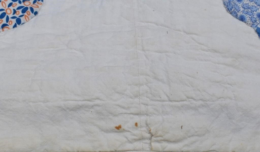 1935 Handmade Signed Ina Kimble Dresden Plate Quilt - Reel Center 64" x 78" Vintage Cotton