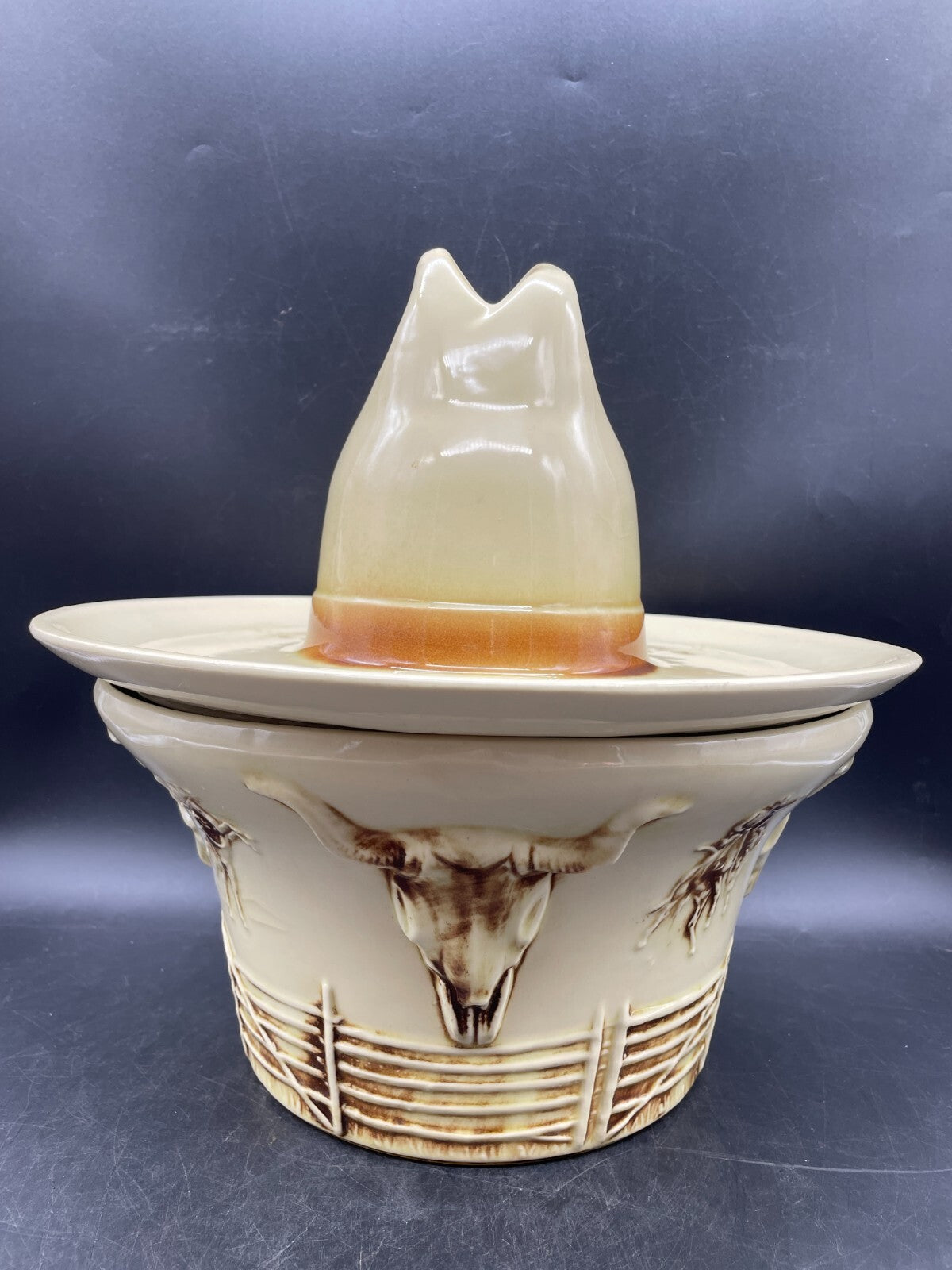 Vintage 1960 McCoy El Rancho Sombrero Serve All Chip & Dip Bowl - USA