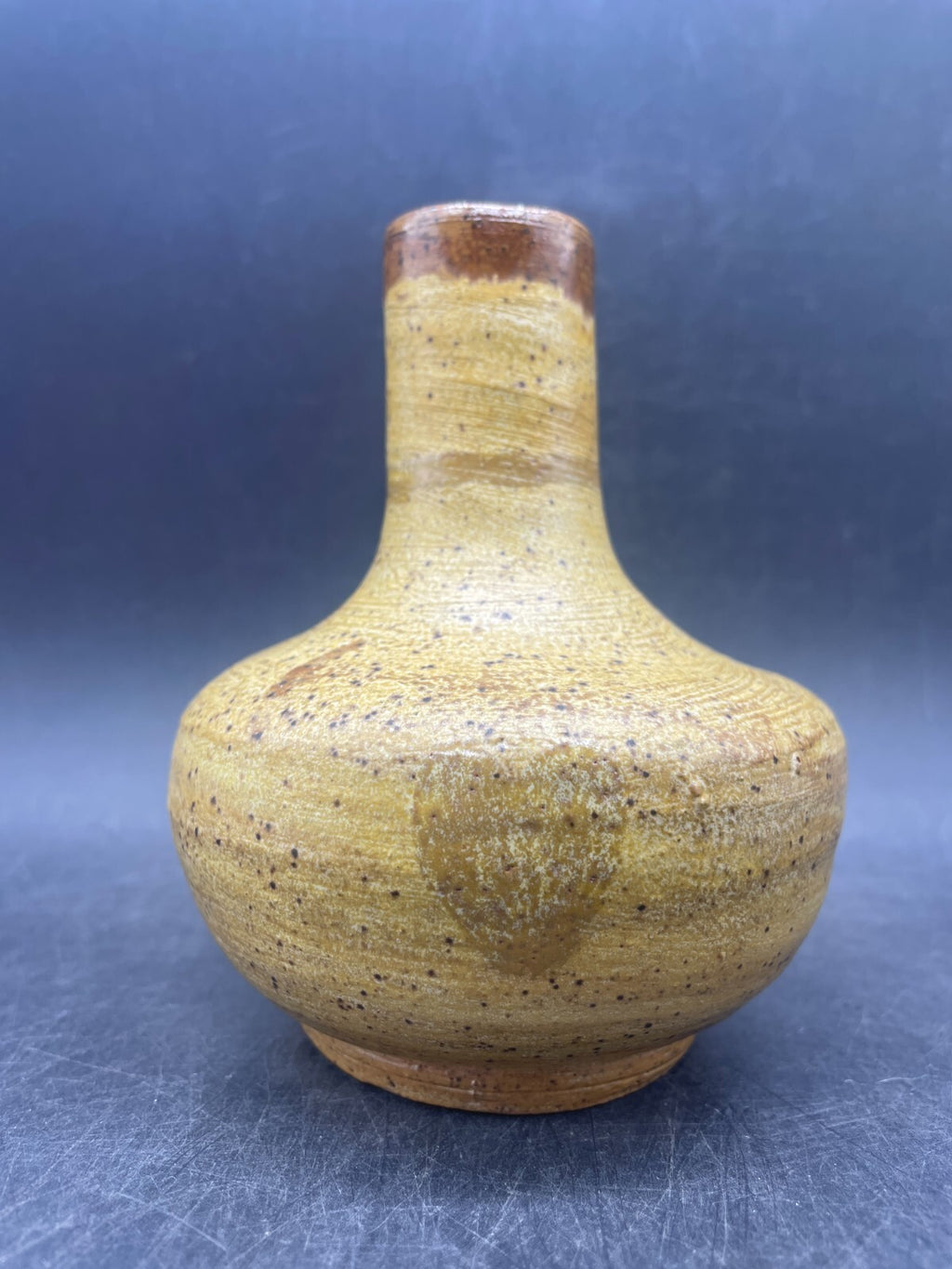 Signed Studio Art Pottery Vase - Neutral Beige Ceramic 4.5" Handmade