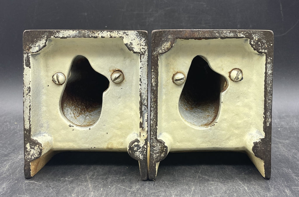 Antique Littco Cast Iron Puppy Bookends - 1920s Littlestown Foundry PA