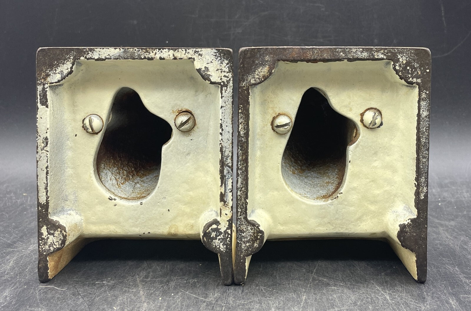 Antique Littco Cast Iron Puppy Bookends - 1920s Littlestown Foundry PA