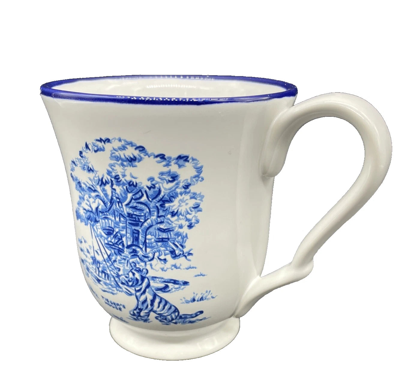 Vintage Disney Winnie the Pooh Tigger Blue Toile Transferware Stoneware Mug