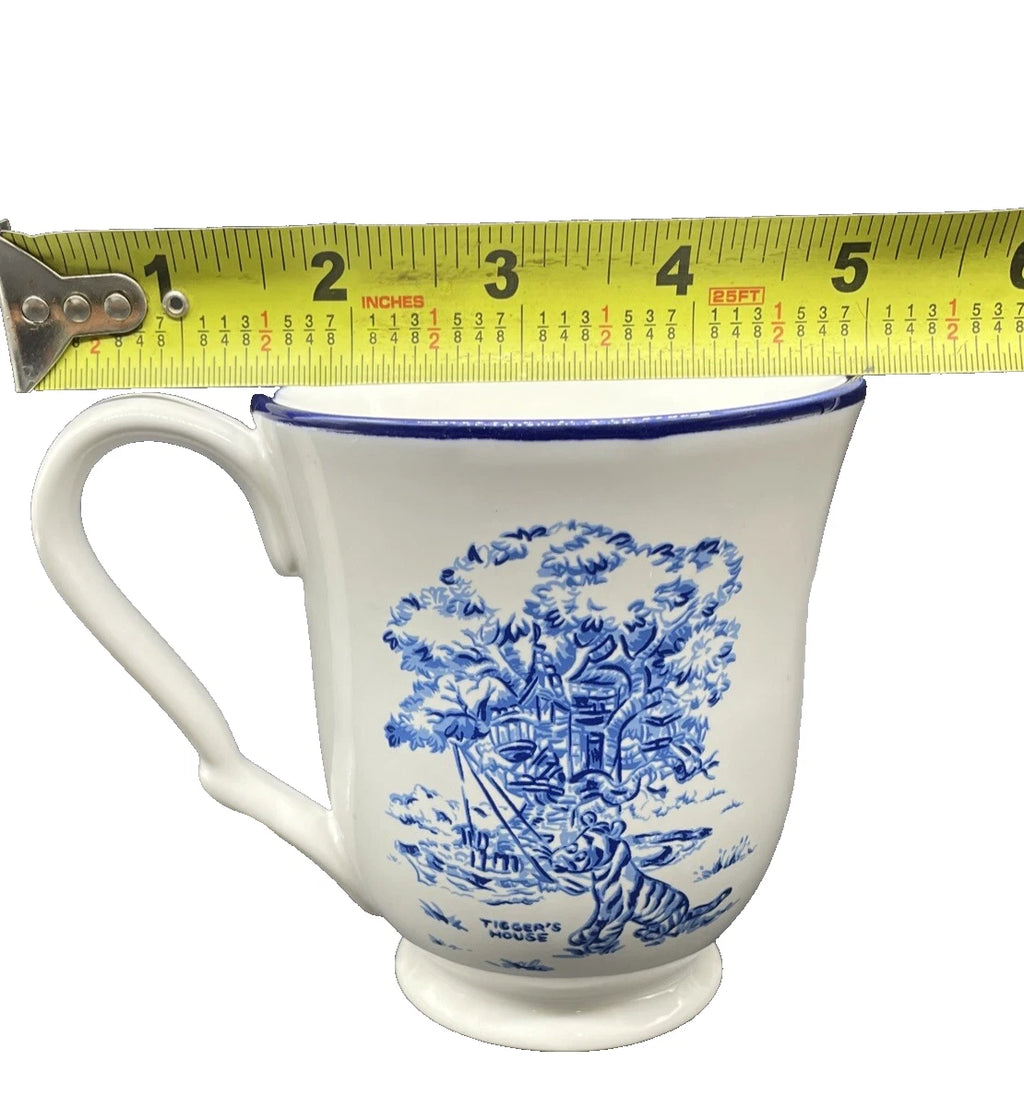 Vintage Disney Winnie the Pooh Tigger Blue Toile Transferware Stoneware Mug