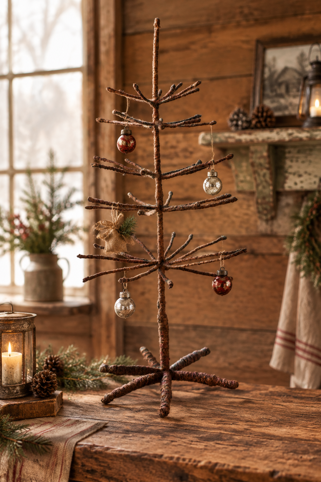 Woodland Woolie Ornament Display Tree - Brown, 34" Holiday